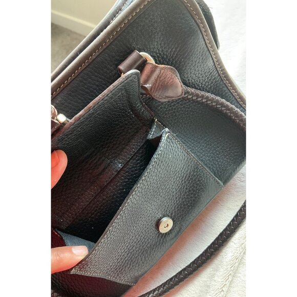 Vintage Brighton Black & Brown Leather Satchel Shoulder Bag Crock Embossed Y2K - Picture 15 of 16